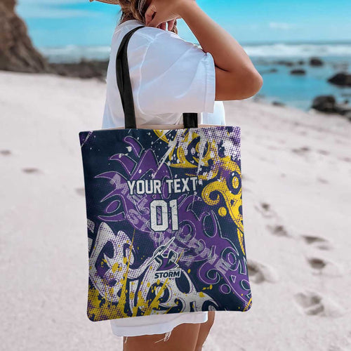 Personalized Melbourne Storm Rugby Tote Bag Urban Street Graffiti Style - Distressed Splatter Elements