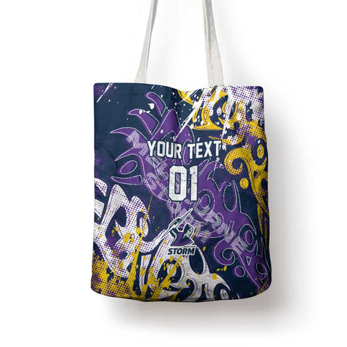 Personalized Melbourne Storm Rugby Tote Bag Urban Street Graffiti Style - Distressed Splatter Elements