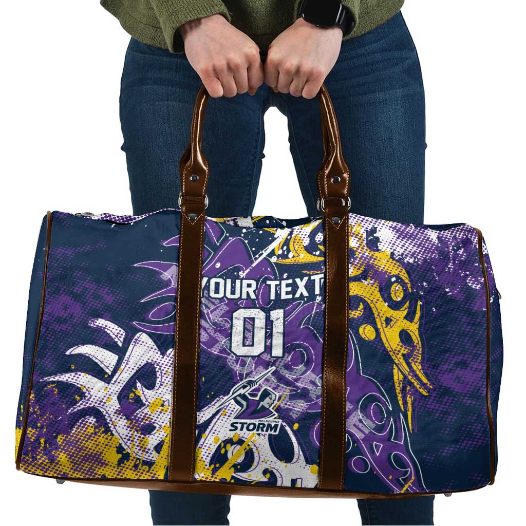 Personalized Melbourne Storm Rugby Travel Bag Urban Street Graffiti Style - Distressed Splatter Elements
