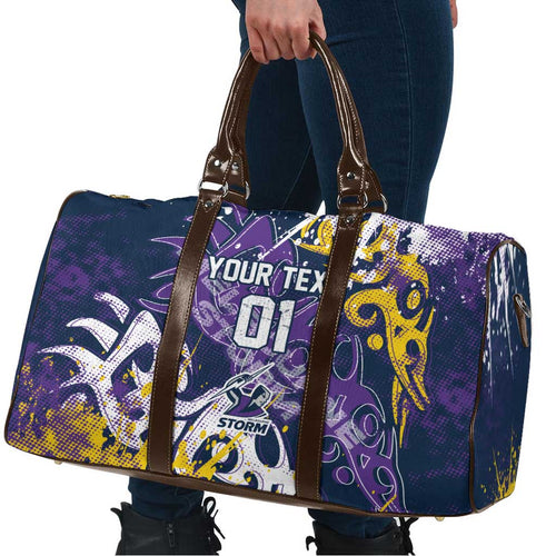 Personalized Melbourne Storm Rugby Travel Bag Urban Street Graffiti Style - Distressed Splatter Elements