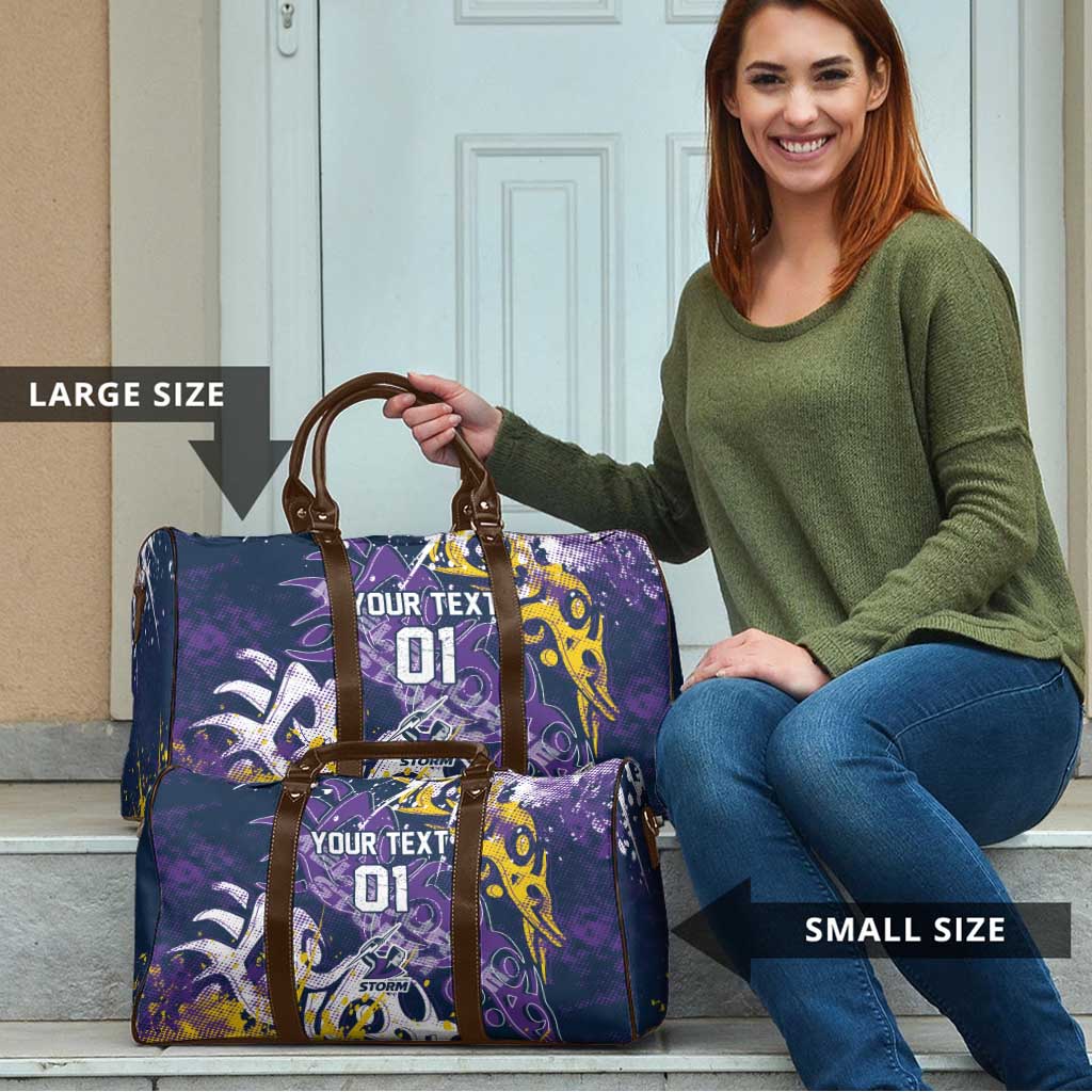 Personalized Melbourne Storm Rugby Travel Bag Urban Street Graffiti Style - Distressed Splatter Elements