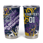 Personalized Melbourne Storm Rugby Tumbler Cup Urban Street Graffiti Style - Distressed Splatter Elements