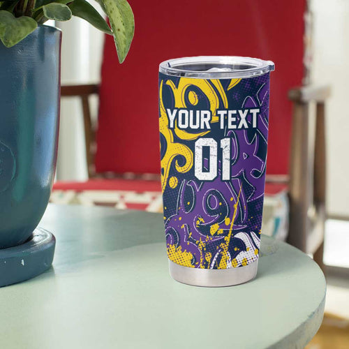 Personalized Melbourne Storm Rugby Tumbler Cup Urban Street Graffiti Style - Distressed Splatter Elements