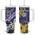 Personalized Melbourne Storm Rugby Tumbler With Handle Urban Street Graffiti Style - Distressed Splatter Elements