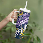 Personalized Melbourne Storm Rugby Tumbler With Handle Urban Street Graffiti Style - Distressed Splatter Elements