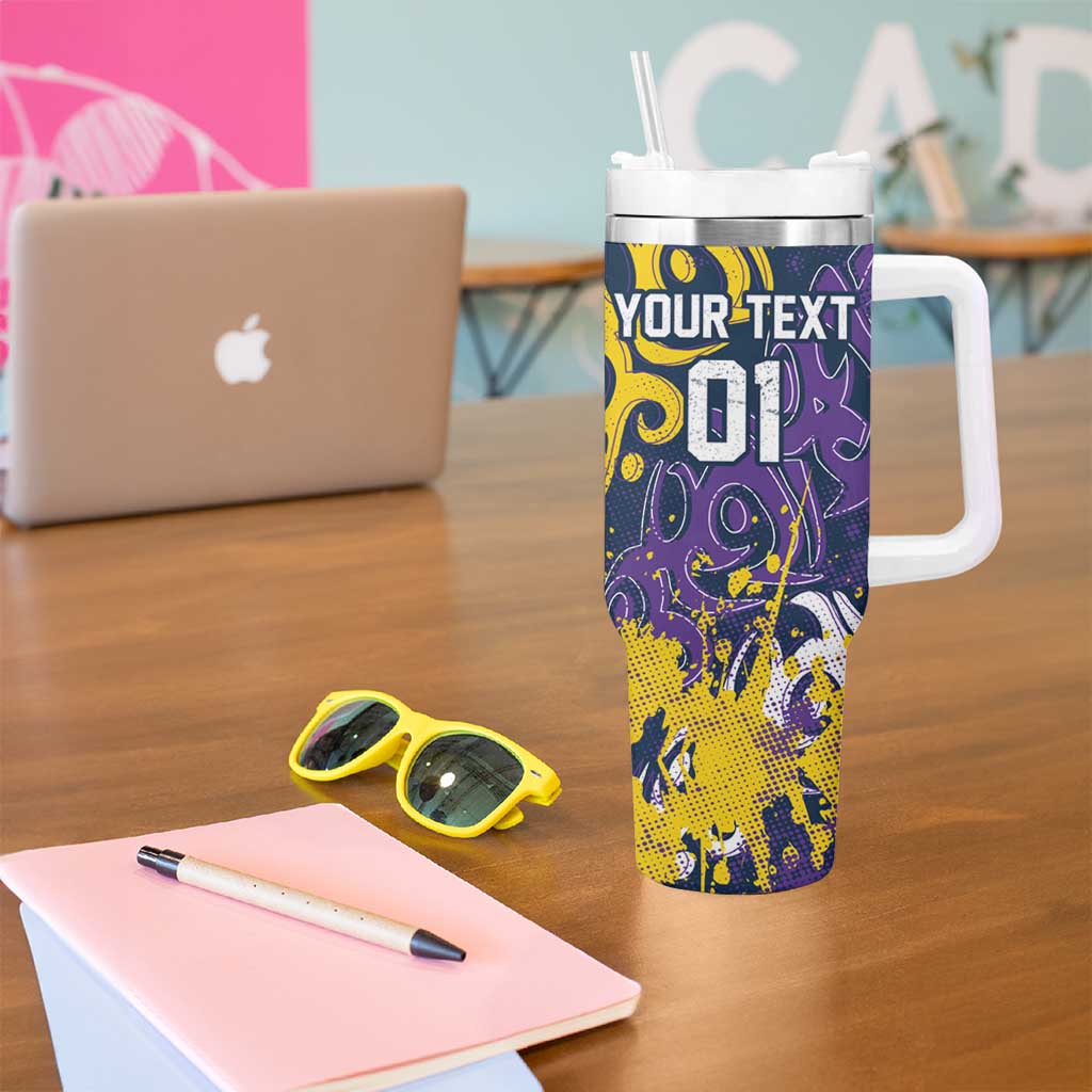 Personalized Melbourne Storm Rugby Tumbler With Handle Urban Street Graffiti Style - Distressed Splatter Elements