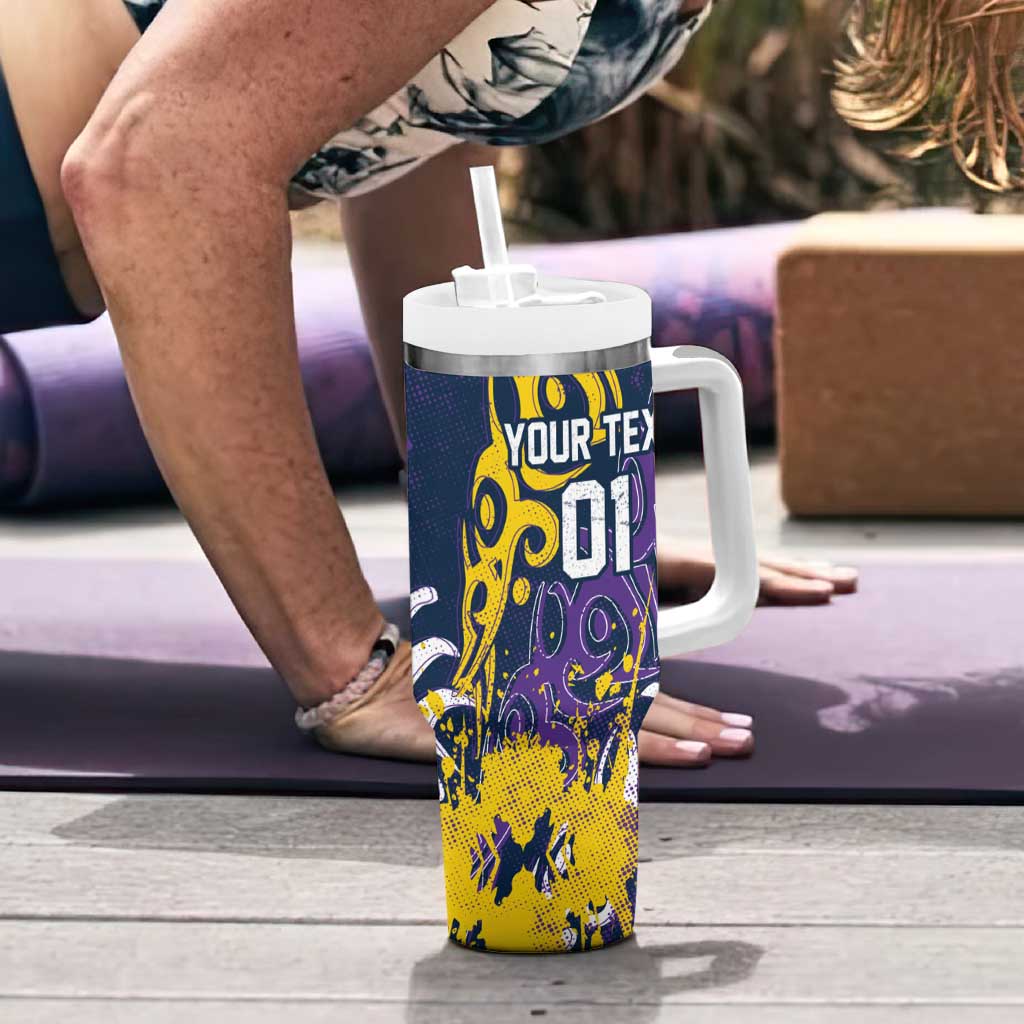 Personalized Melbourne Storm Rugby Tumbler With Handle Urban Street Graffiti Style - Distressed Splatter Elements