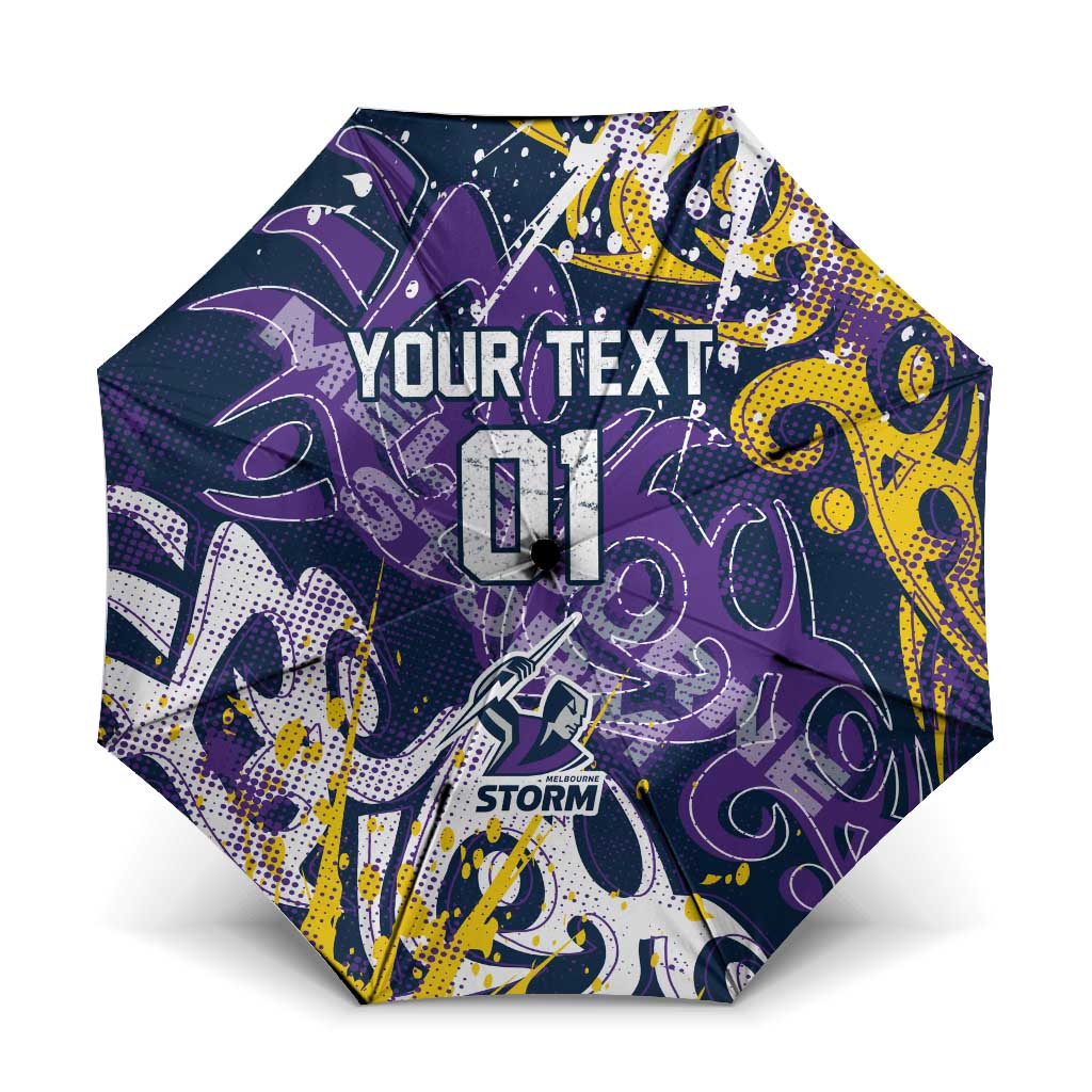Personalized Melbourne Storm Rugby Umbrella Urban Street Graffiti Style - Distressed Splatter Elements