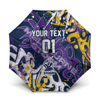 Personalized Melbourne Storm Rugby Umbrella Urban Street Graffiti Style - Distressed Splatter Elements