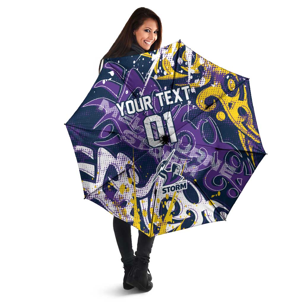 Personalized Melbourne Storm Rugby Umbrella Urban Street Graffiti Style - Distressed Splatter Elements