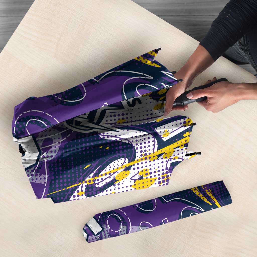 Personalized Melbourne Storm Rugby Umbrella Urban Street Graffiti Style - Distressed Splatter Elements