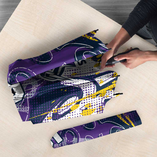 Personalized Melbourne Storm Rugby Umbrella Urban Street Graffiti Style - Distressed Splatter Elements