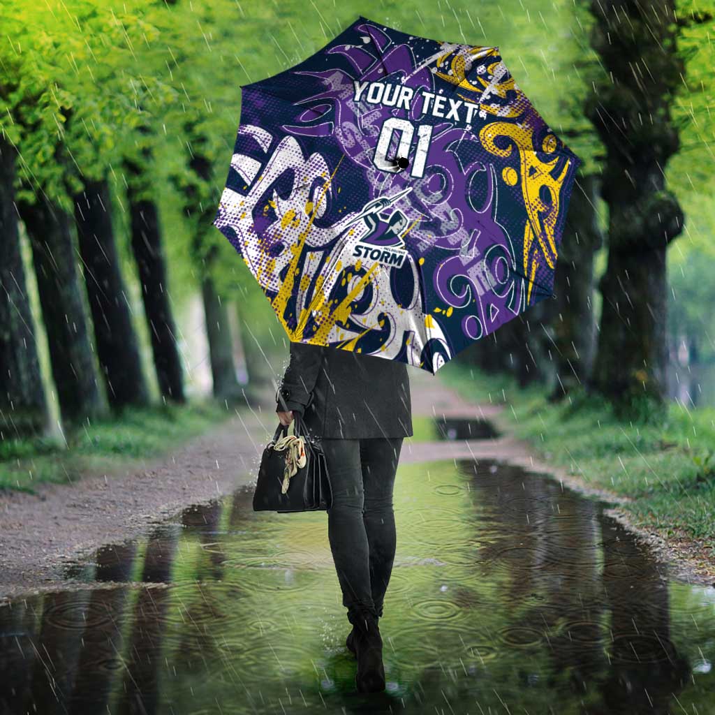 Personalized Melbourne Storm Rugby Umbrella Urban Street Graffiti Style - Distressed Splatter Elements