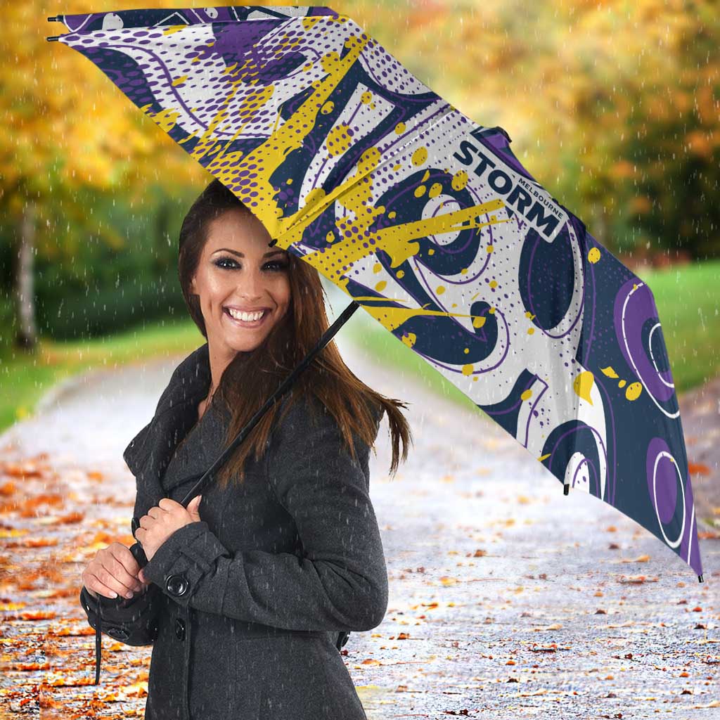 Personalized Melbourne Storm Rugby Umbrella Urban Street Graffiti Style - Distressed Splatter Elements