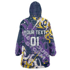 Personalized Melbourne Storm Rugby Wearable Blanket Hoodie Urban Street Graffiti Style - Distressed Splatter Elements