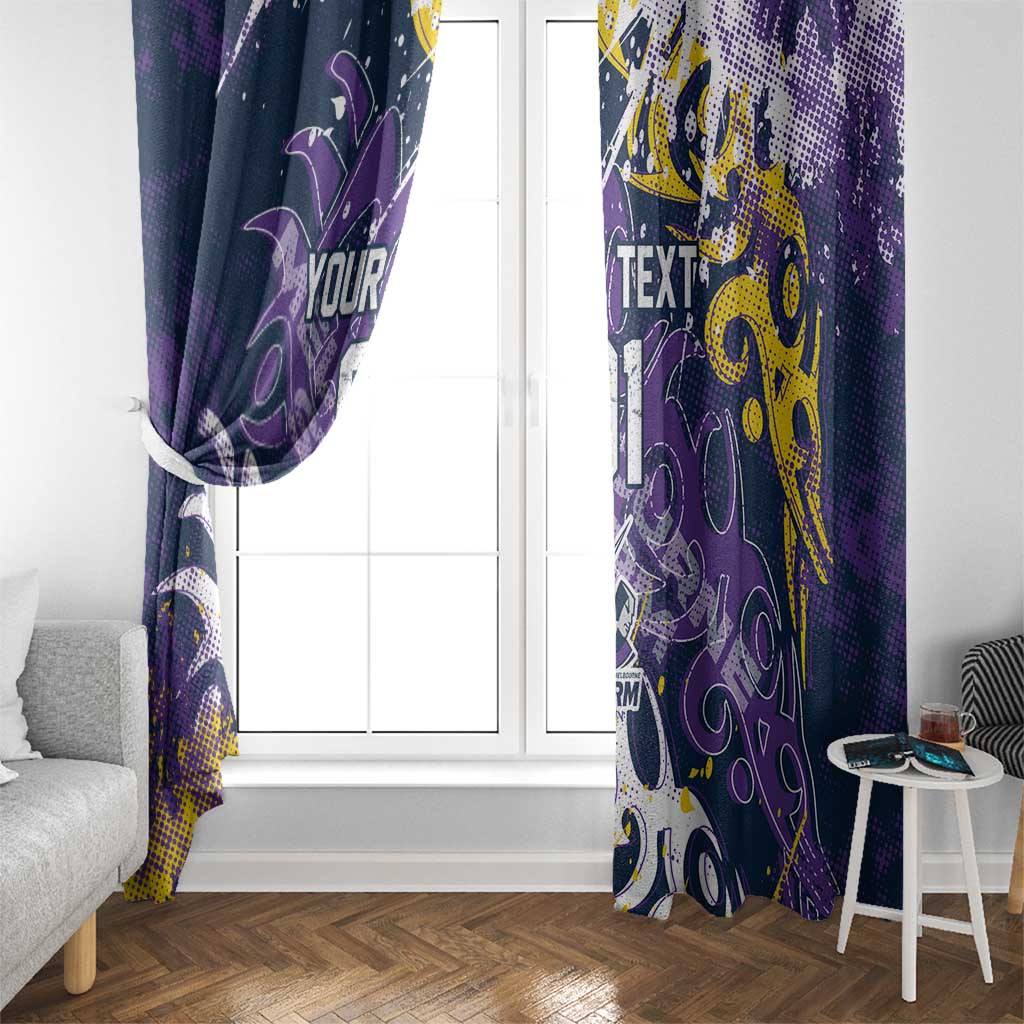 Personalized Melbourne Storm Rugby Window Curtain Urban Street Graffiti Style - Distressed Splatter Elements
