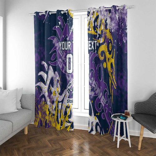 Personalized Melbourne Storm Rugby Window Curtain Urban Street Graffiti Style - Distressed Splatter Elements