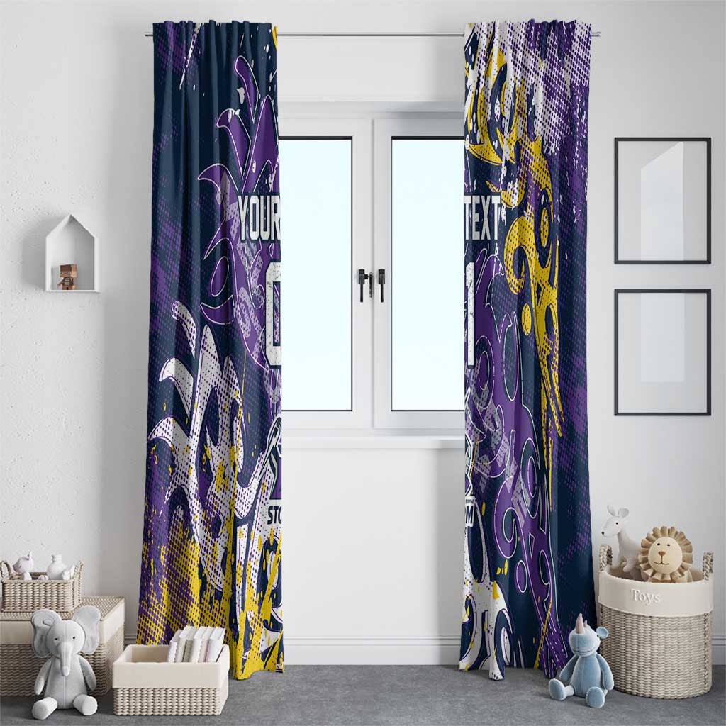 Personalized Melbourne Storm Rugby Window Curtain Urban Street Graffiti Style - Distressed Splatter Elements