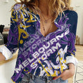 Personalized Melbourne Storm Rugby Women Casual Shirt Urban Street Graffiti Style - Distressed Splatter Elements