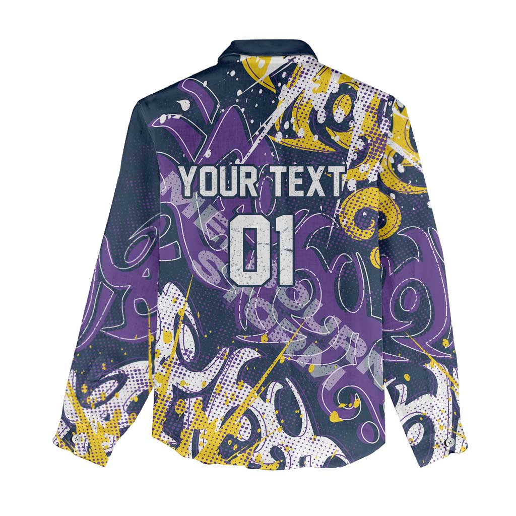 Personalized Melbourne Storm Rugby Women Casual Shirt Urban Street Graffiti Style - Distressed Splatter Elements