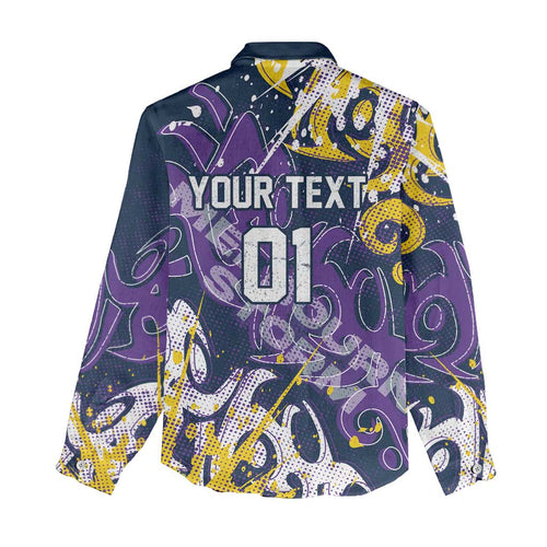 Personalized Melbourne Storm Rugby Women Casual Shirt Urban Street Graffiti Style - Distressed Splatter Elements