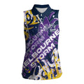 Personalized Melbourne Storm Rugby Women Sleeveless Polo Shirt Urban Street Graffiti Style - Distressed Splatter Elements