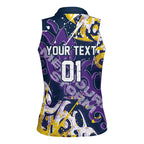 Personalized Melbourne Storm Rugby Women Sleeveless Polo Shirt Urban Street Graffiti Style - Distressed Splatter Elements