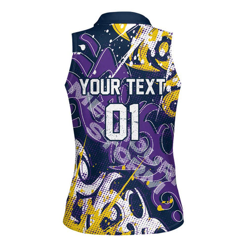 Personalized Melbourne Storm Rugby Women Sleeveless Polo Shirt Urban Street Graffiti Style - Distressed Splatter Elements