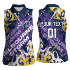 Personalized Melbourne Storm Rugby Women Sleeveless Polo Shirt Urban Street Graffiti Style - Distressed Splatter Elements
