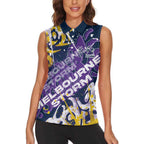 Personalized Melbourne Storm Rugby Women Sleeveless Polo Shirt Urban Street Graffiti Style - Distressed Splatter Elements