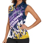 Personalized Melbourne Storm Rugby Women Sleeveless Polo Shirt Urban Street Graffiti Style - Distressed Splatter Elements