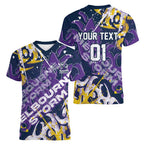 Personalized Melbourne Storm Rugby Women V-Neck T-Shirt Urban Street Graffiti Style - Distressed Splatter Elements