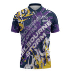 Personalized Melbourne Storm Rugby Zipper Polo Shirt Urban Street Graffiti Style - Distressed Splatter Elements