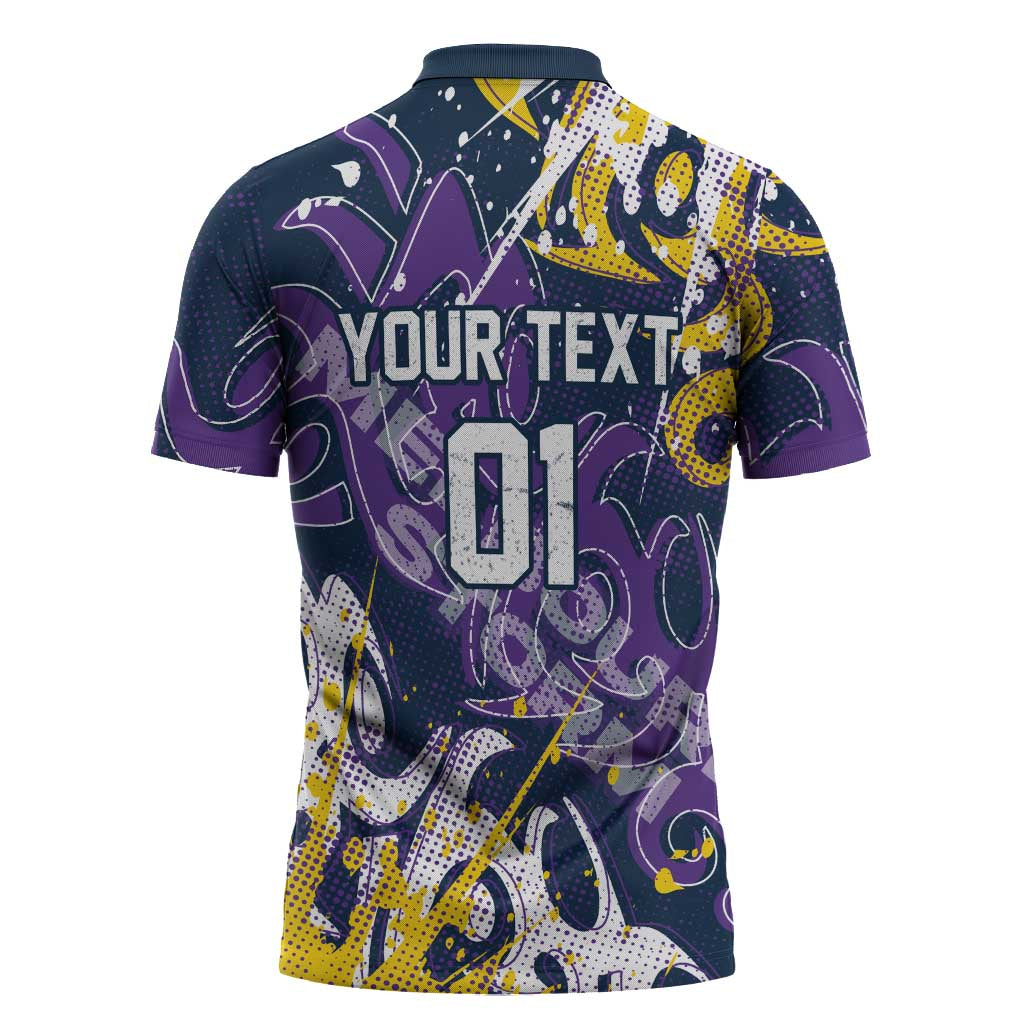 Personalized Melbourne Storm Rugby Zipper Polo Shirt Urban Street Graffiti Style - Distressed Splatter Elements