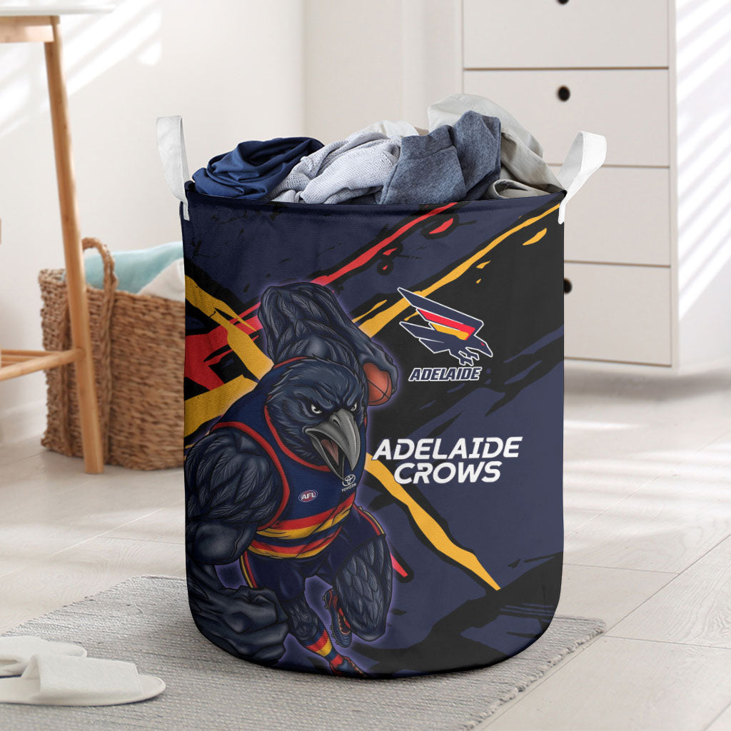 Adelaide Football Club Laundry Basket Crows Muscular Mascot Graphic - Abstract Paint Splatter Art