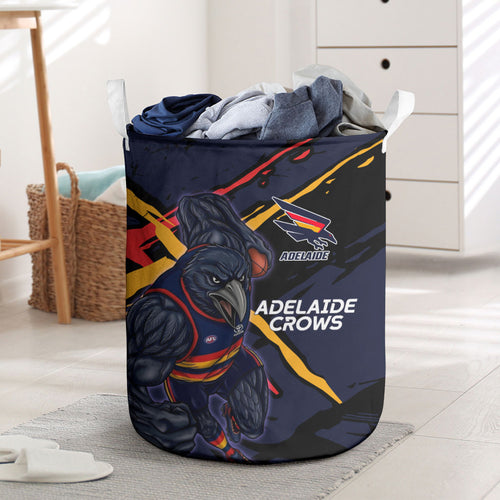 Adelaide Football Club Laundry Basket Crows Muscular Mascot Graphic - Abstract Paint Splatter Art