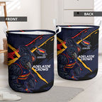Adelaide Football Club Laundry Basket Crows Muscular Mascot Graphic - Abstract Paint Splatter Art