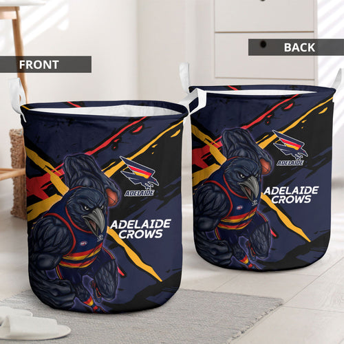 Adelaide Football Club Laundry Basket Crows Muscular Mascot Graphic - Abstract Paint Splatter Art