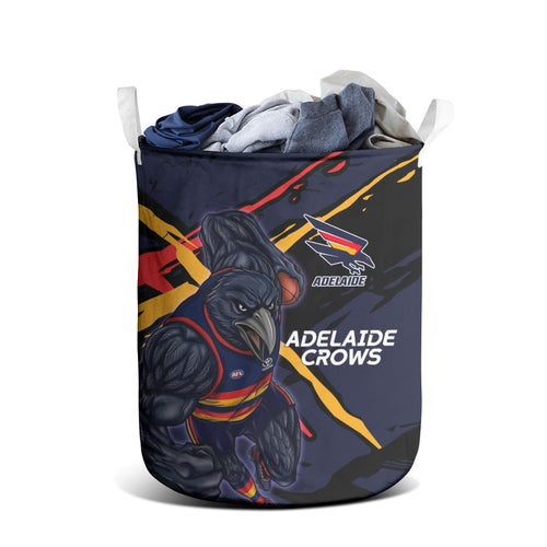 Adelaide Football Club Laundry Basket Crows Muscular Mascot Graphic - Abstract Paint Splatter Art