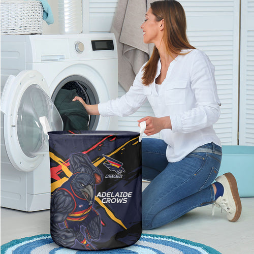 Adelaide Football Club Laundry Basket Crows Muscular Mascot Graphic - Abstract Paint Splatter Art