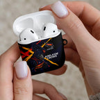 Adelaide Football Club AirPods Case Crows Muscular Mascot Graphic - Abstract Paint Splatter Art
