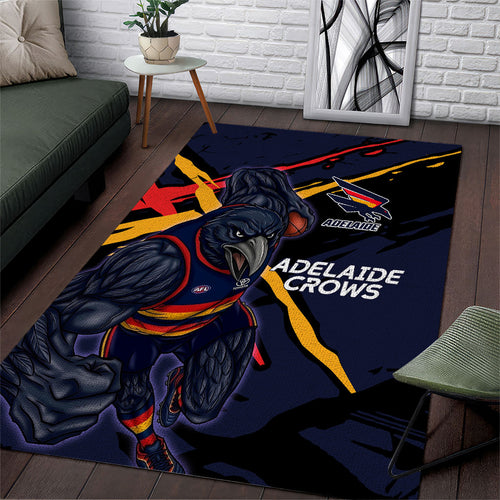 Adelaide Football Club Area Rug Crows Muscular Mascot Graphic - Abstract Paint Splatter Art