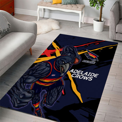 Adelaide Football Club Area Rug Crows Muscular Mascot Graphic - Abstract Paint Splatter Art