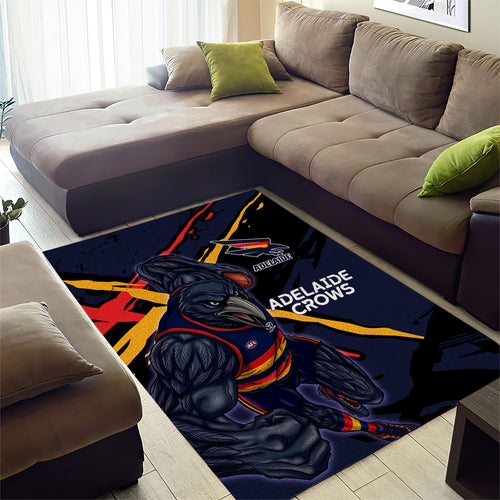 Adelaide Football Club Area Rug Crows Muscular Mascot Graphic - Abstract Paint Splatter Art