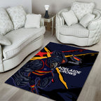 Adelaide Football Club Area Rug Crows Muscular Mascot Graphic - Abstract Paint Splatter Art