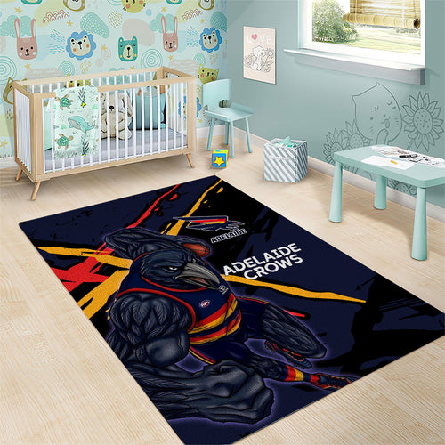 Adelaide Football Club Area Rug Crows Muscular Mascot Graphic - Abstract Paint Splatter Art