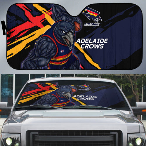 Adelaide Football Club Auto Sun Shade Crows Muscular Mascot Graphic - Abstract Paint Splatter Art