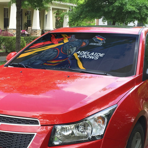 Adelaide Football Club Auto Sun Shade Crows Muscular Mascot Graphic - Abstract Paint Splatter Art