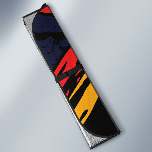Adelaide Football Club Auto Sun Shade Crows Muscular Mascot Graphic - Abstract Paint Splatter Art