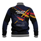 Adelaide Football Club Baseball Jacket Crows Muscular Mascot Graphic - Abstract Paint Splatter Art